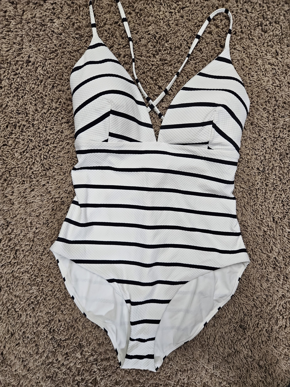 CALIA by Carrie Underwood White and Black Striped One-Piece Swimsuit